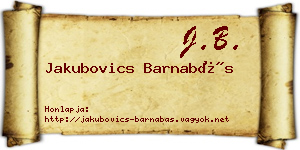 Jakubovics Barnabás névjegykártya